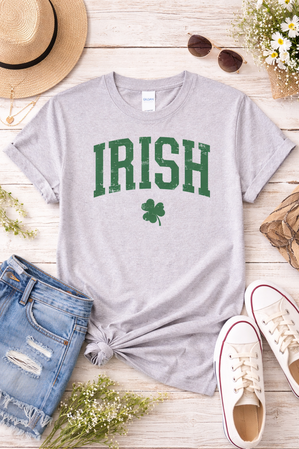 Irish Shamrock Shirt | Vintage Distressed Irish Tee | St Patricks Day Shirt | Lucky Clover Graphic T-Shirt | Irish Pride Green Shirt