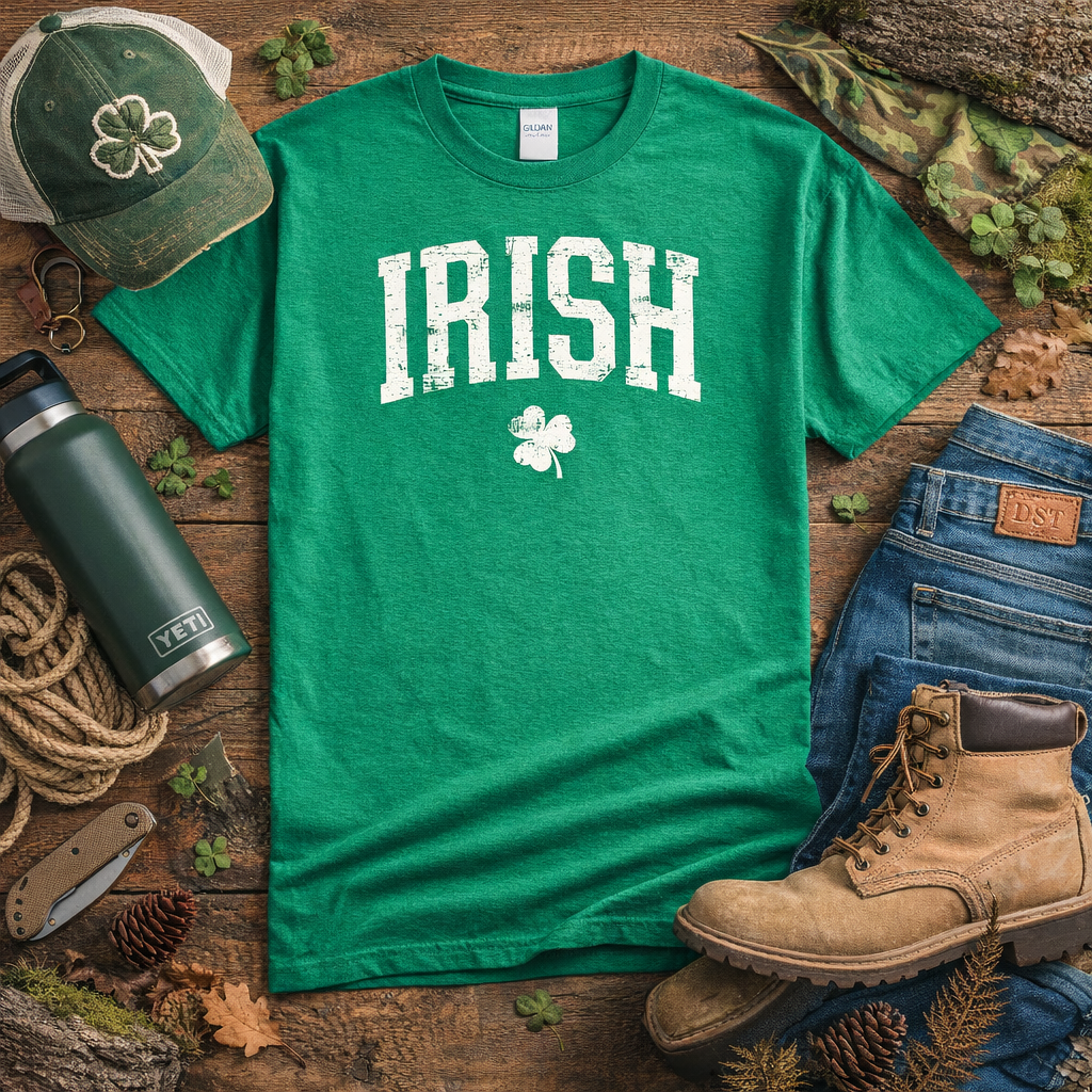 Irish Shamrock Shirt | Vintage Distressed Irish Tee | St Patricks Day Shirt | Lucky Clover Graphic T-Shirt | Irish Pride Green Shirt