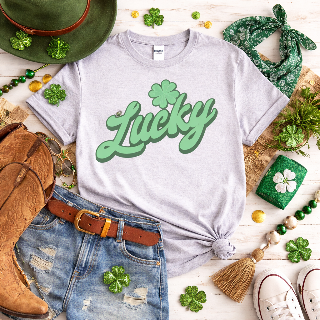 Lucky Shirt for St Patricks Day, Green Lucky Tee, Cute Shamrock Shirt, St Paddy’s Day Graphic Tee, Festive Irish Shirt