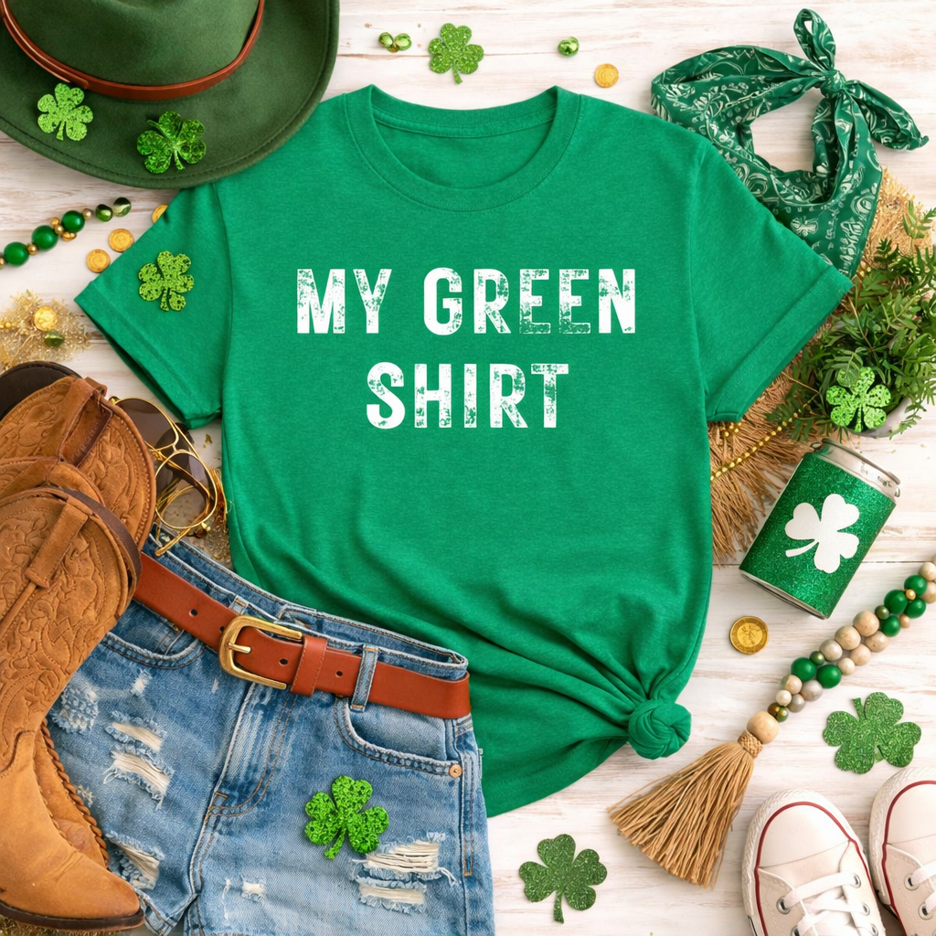 My Green Shirt – Funny St Patrick’s Day Tee – Simple Green Holiday Shirt – March 17 Outfit – Minimalist St Paddy’s Day Top