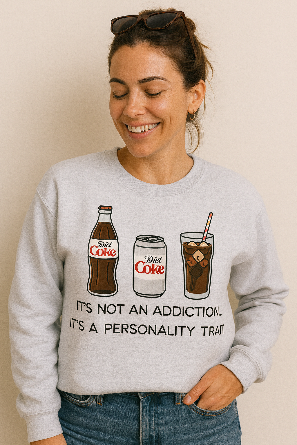 Diet Coke Addict | Fridge Cig | Retro Coke Cola Crewneck | Beverage Graphic
