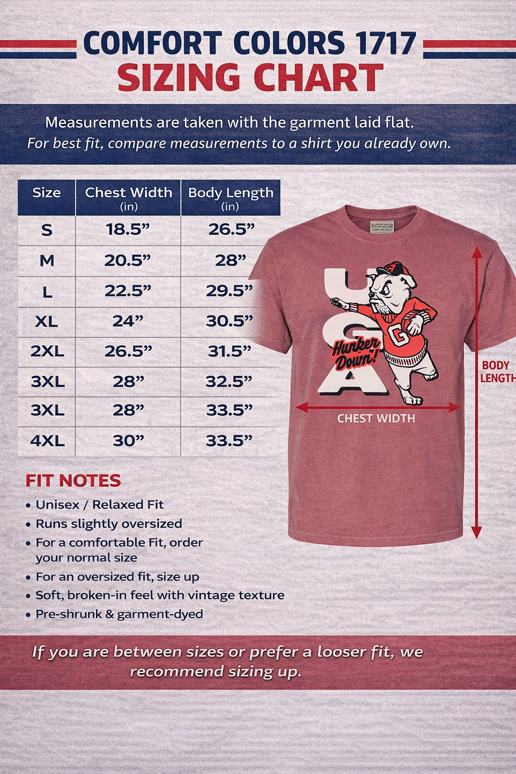 UGA Bulldogs T Shirt | Hunker Down Shirt | Georgia Bulldogs Fan Tee | Vintage Dawgs Game Day Apparel | Comfort Colors