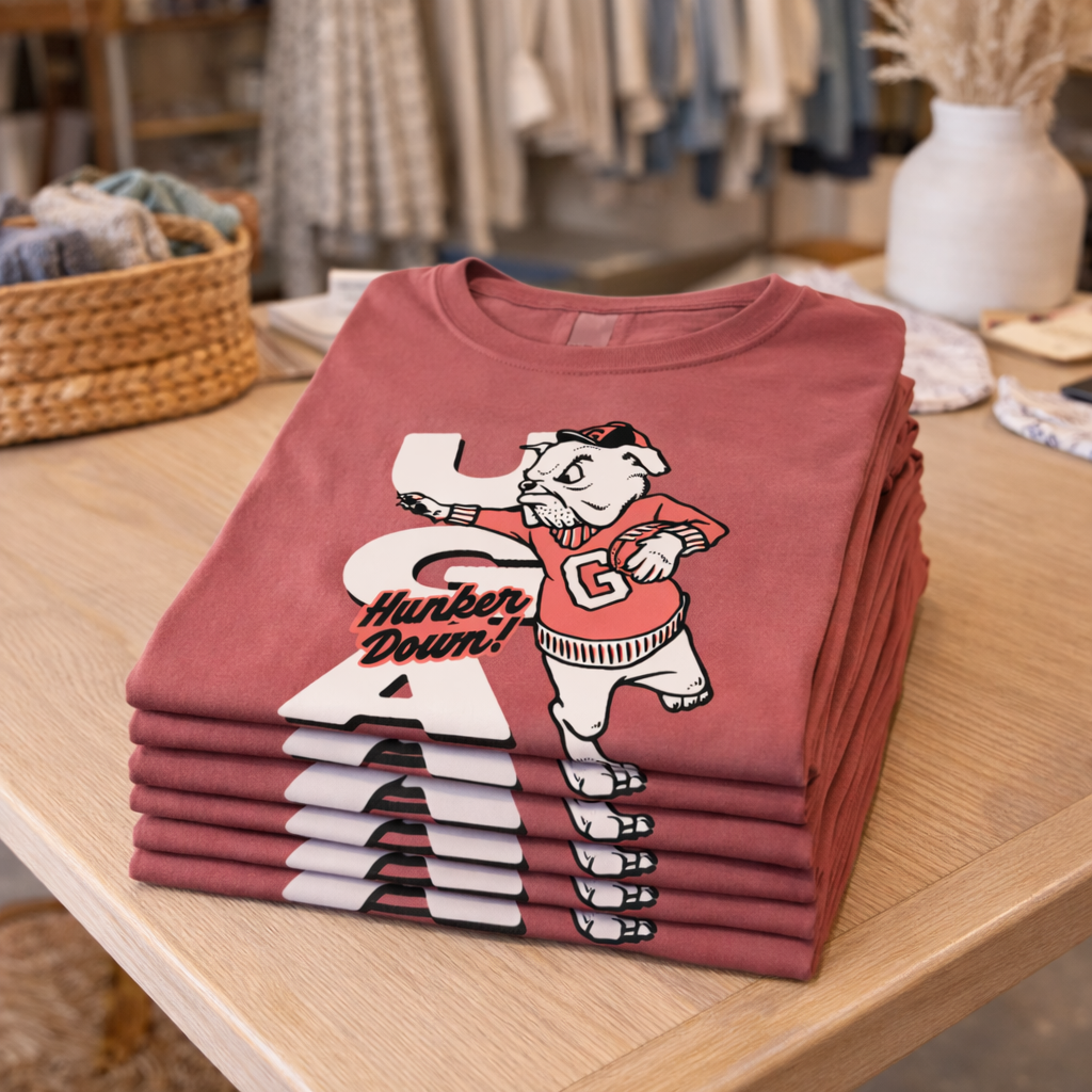 UGA Bulldogs T Shirt | Hunker Down Shirt | Georgia Bulldogs Fan Tee | Vintage Dawgs Game Day Apparel | Comfort Colors
