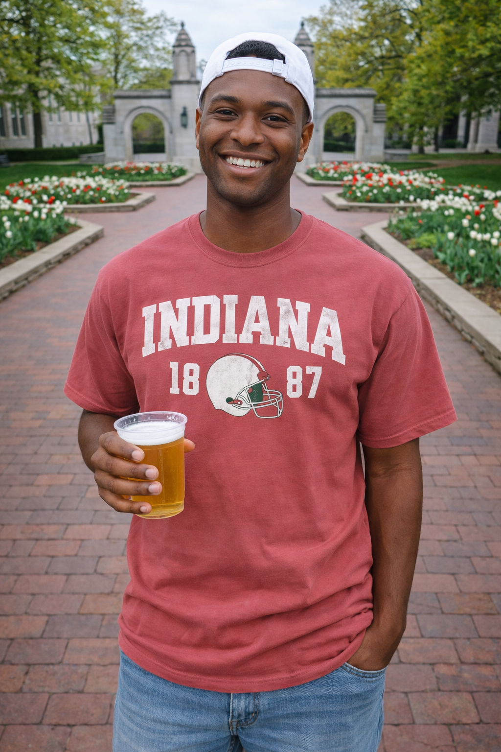 Indiana Hoosiers Vintage Football T-Shirt | Indiana 1887 Retro Helmet Tee | Hoosier Game Day Shirt | Classic IU Fan Apparel