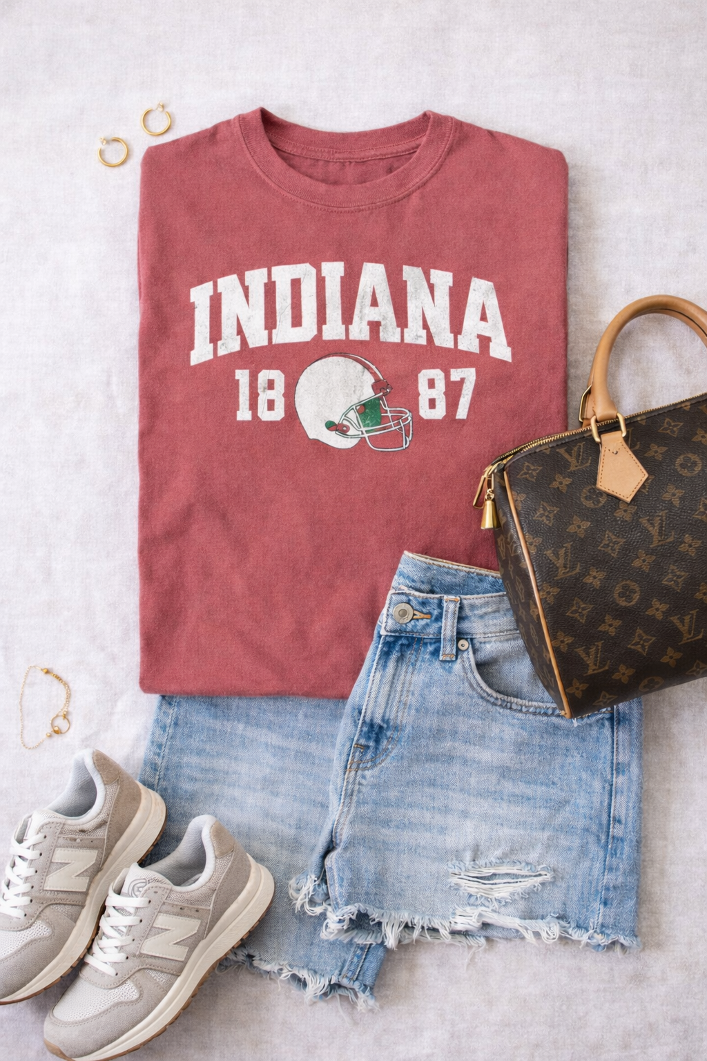 Indiana Hoosiers Vintage Football T-Shirt | Indiana 1887 Retro Helmet Tee | Hoosier Game Day Shirt | Classic IU Fan Apparel