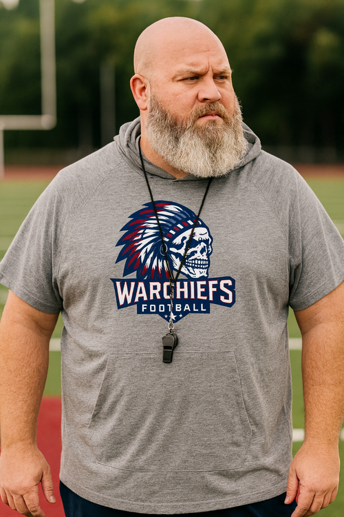 Canton WarChiefs Football Short Sleeve Hoodie | Sideline Gear | The Belichick (large logo)