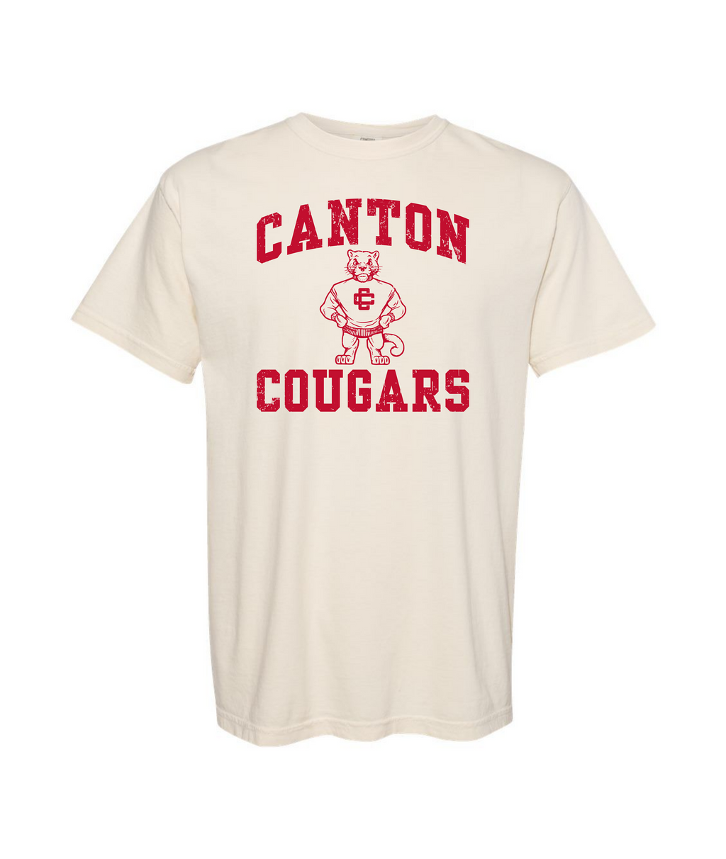 Cougars Baseball Retro Mascot Distressed Tee
