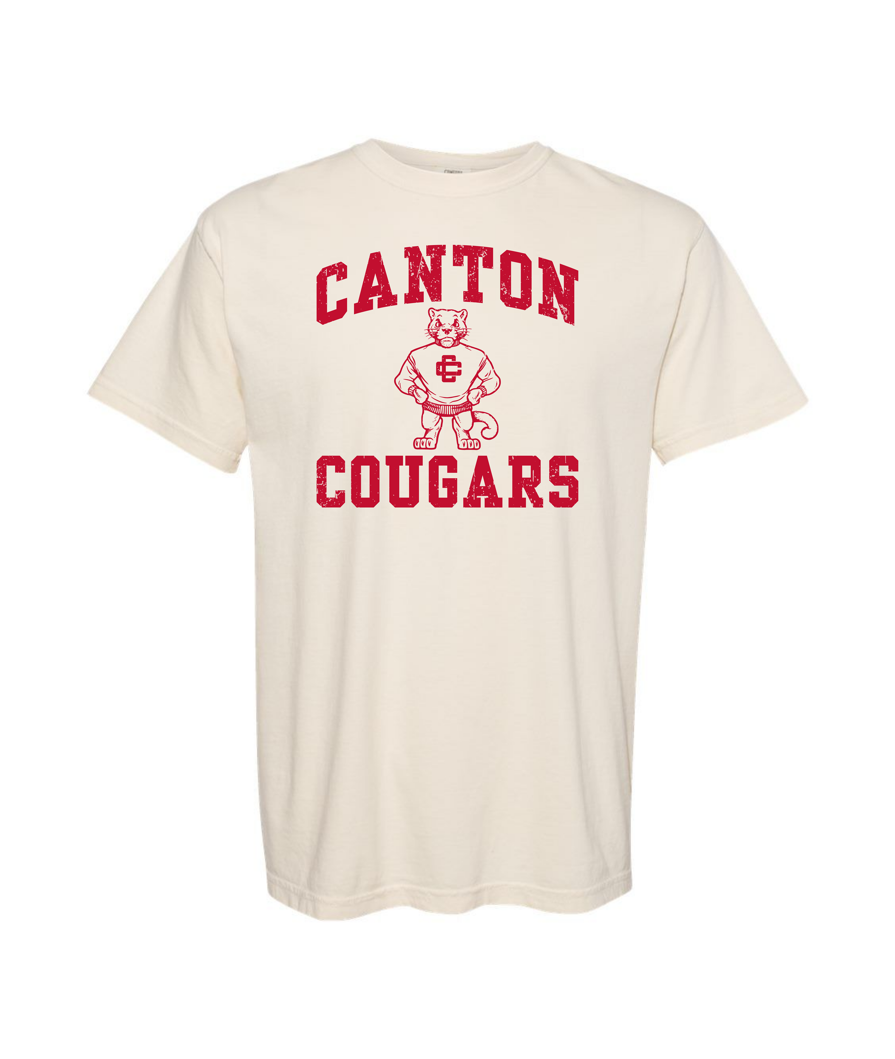 Cougars Baseball Retro Mascot Distressed Tee