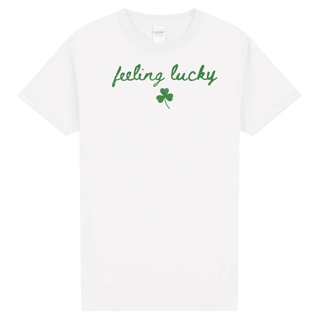 Feeling Lucky Shirt | St Patricks Day Graphic Tee | Cute Irish Clover Shirt | Women’s Saint Paddy’s Day Green T-Shirt | Lucky Shamrock Top