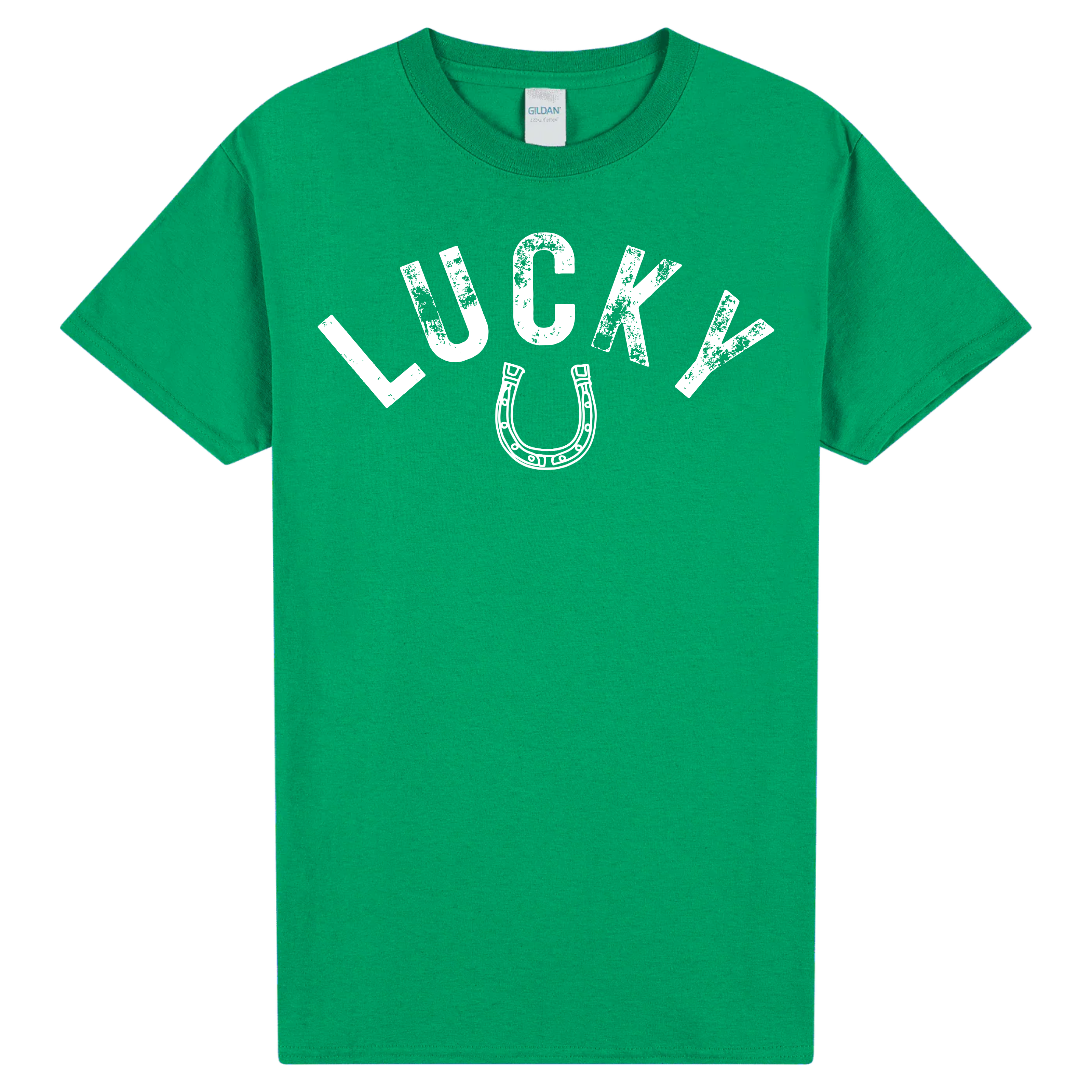 Lucky Horseshoe Shirt – St Patrick’s Day Lucky Tee – Distressed Lucky Graphic Shirt – Green St Paddy’s Day Shirt – Unisex Lucky Top