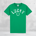 Lucky Horseshoe Shirt – St Patrick’s Day Lucky Tee – Distressed Lucky Graphic Shirt – Green St Paddy’s Day Shirt – Unisex Lucky Top