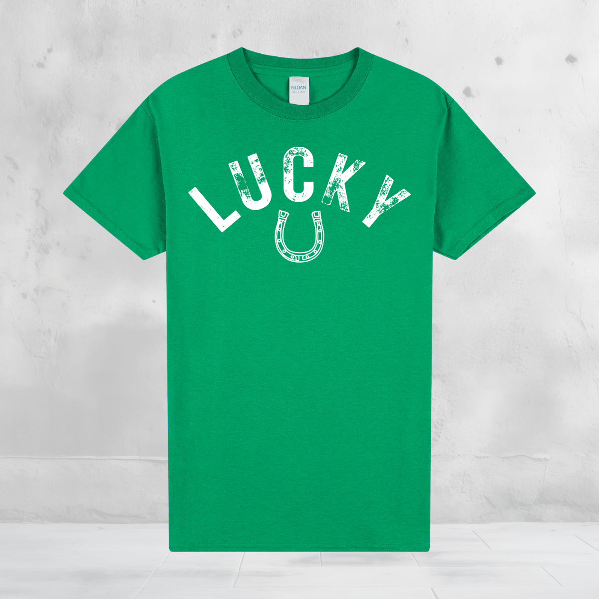 Lucky Horseshoe Shirt – St Patrick’s Day Lucky Tee – Distressed Lucky Graphic Shirt – Green St Paddy’s Day Shirt – Unisex Lucky Top