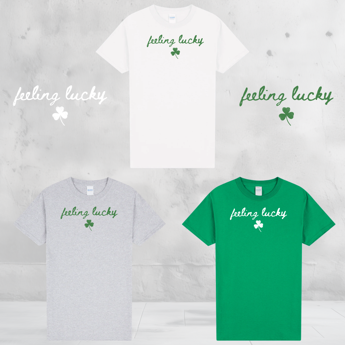 Feeling Lucky Shirt | St Patricks Day Graphic Tee | Cute Irish Clover Shirt | Women’s Saint Paddy’s Day Green T-Shirt | Lucky Shamrock Top