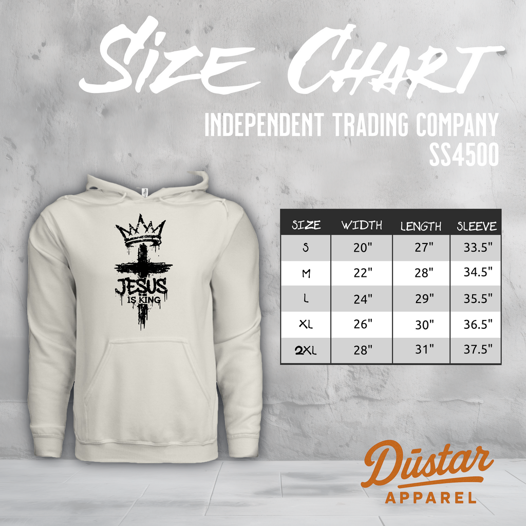 Jesus Is King Hoodie | Christian Faith Sweatshirt | Crowned Cross Graphic Hoodie | Religious Streetwear | Independent Trading SS4500 Bone