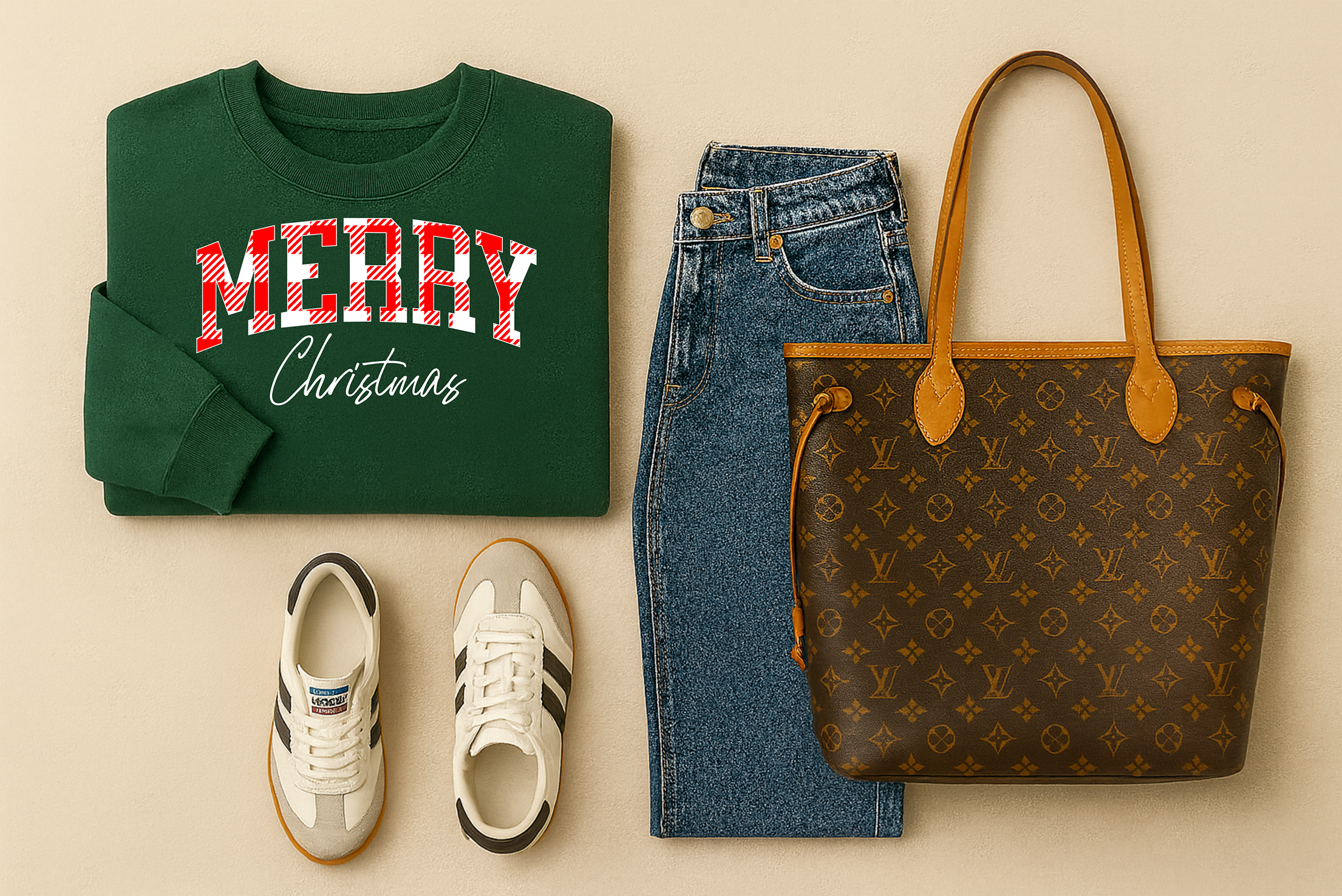 Merry Christmas Sweatshirt | Plaid Merry Design | Forest Green Jerzees 562 Crewneck | Cozy Holiday Sweater | Christmas Gift Shirt | Winter Spirit Sweatshirt