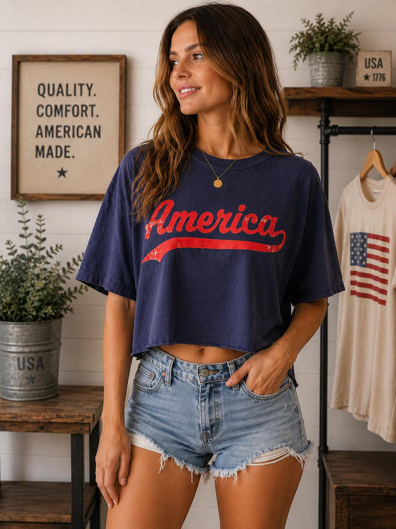 America 250 Crop Top Shirt | USA 1776-2026 Celebration Tee | Vintage Patriotic Crop Tee | America's 250th Anniversary Shirt | Fourth of July